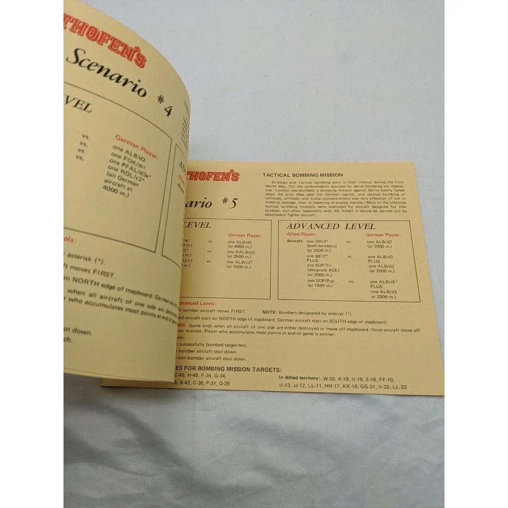 Vintage Avalon Hill Richthofens War The Air War 1916-1918 Bookcase Board Game